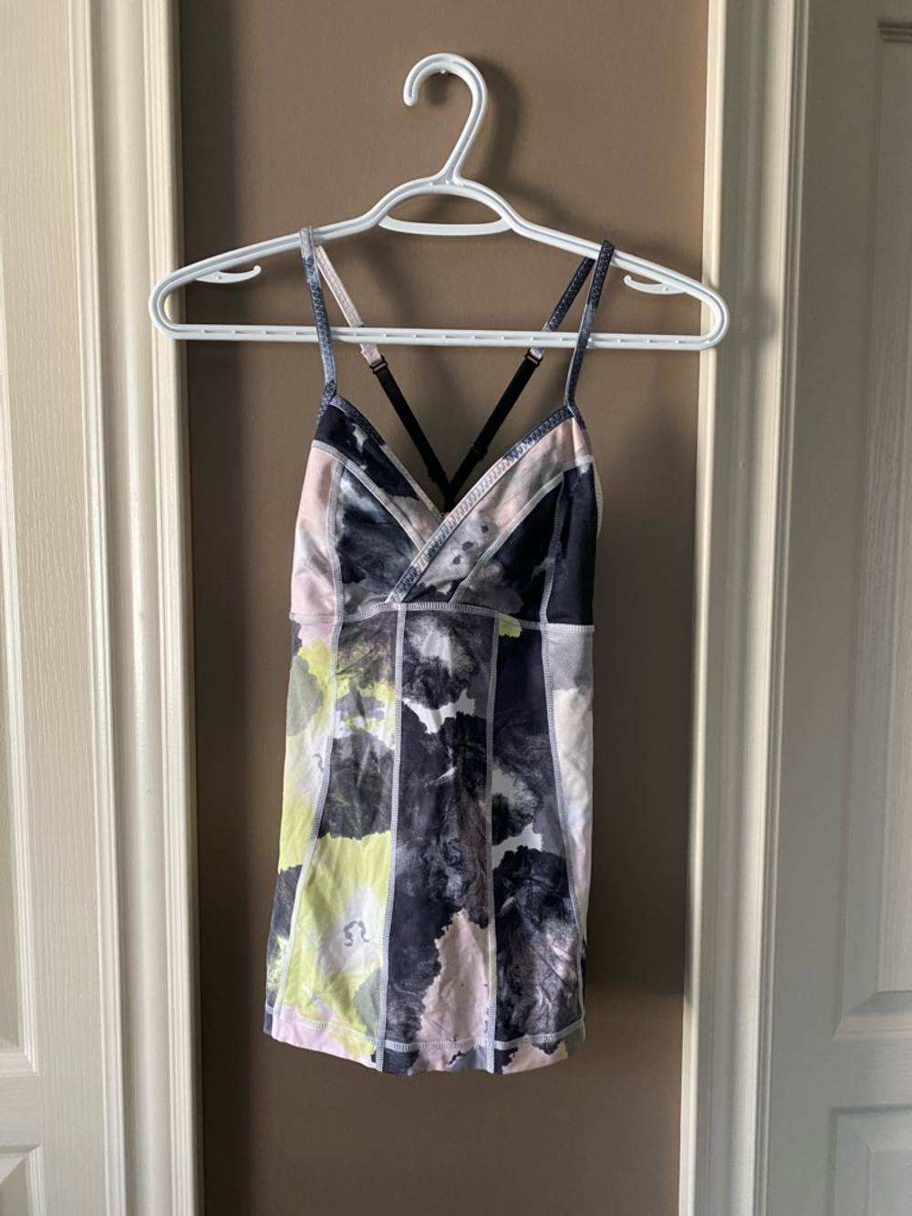 Abstract Watercolor Print Tank Dress - Black, Gray, Pale Pink, Lime